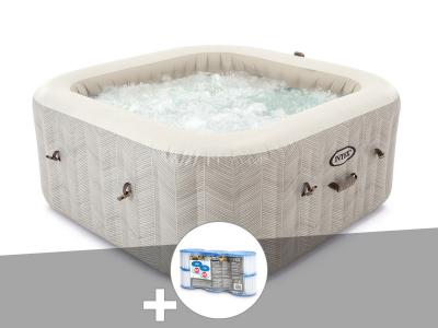 INTEX Kit spa gonflable PureSpa Chevron carr&eacute; Bulles 4 places et 6 filtres