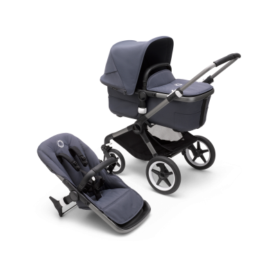 BUGABOO Pack Duo Poussette Fox 3 Compl&egrave;te Ch&acirc;ssis Graphite - Bleu Tonnerre - 