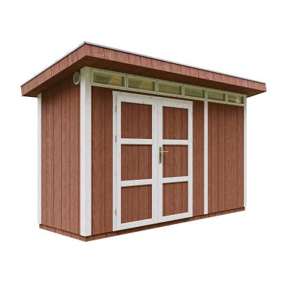TIMBELA Abri de Jardin 4m2 &agrave; Base de Bois en Panneaux LP SmartSide, avec Sol et tuiles bitumineuses L161xL412xH239 cm - Cabane de Jardin Exterieur  M902A- Couleur de Peinture Redwood Red