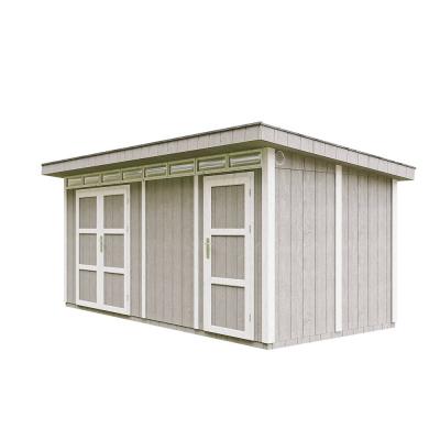 TIMBELA Abri de Jardin Qualit&eacute; Premium 8.52+2.95 m&sup2; - Kit tout compris avec sol, tuiles bitumineuses, set de peinture-Construction de Panneaux LP Smartside- Cabane de Jardin  M905C TUNDRA