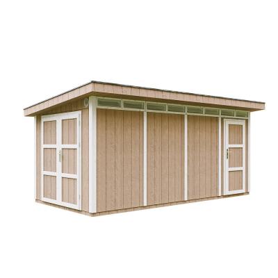 TIMBELA Abri de Jardin Qualit&eacute; Premium 8.52+2.95 m&sup2; - Kit tout compris avec sol, tuiles bitumineuses, set de peinture-Construction de Panneaux LP Smartside- Cabane de Jardin  M905C TERRA