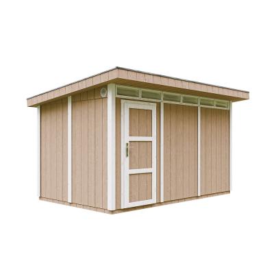 TIMBELA Abri de Jardin 9m2 &agrave; Base de Bois en Panneaux LP SmartSide, avec Sol et tuiles bitumineuses L412xL279xH237 cm - Cabane de Jardin Exterieur  M904- Couleur de Peinture Terra Brown