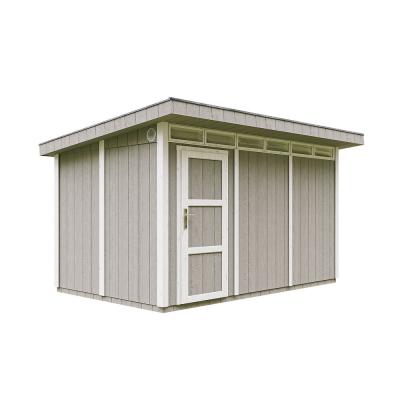 TIMBELA Abri de Jardin 9m2 &agrave; Base de Bois en Panneaux LP SmartSide, avec Sol et tuiles bitumineuses L412xL279xH237 cm - Cabane de Jardin Exterieur  M904- Couleur de Peinture Tundra Grey