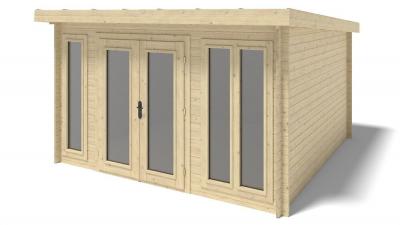 ALTANKA Abri de jardin en bois - 16m2 - 4x4m - Ep. 34mm - Couleur: naturel - DOM653 
