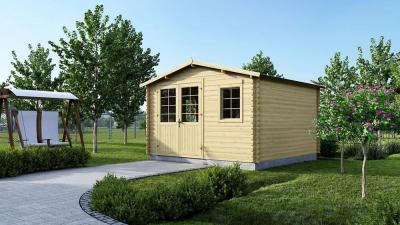 ALTANKA Abri de jardin en bois - 16m2 - 4x4m - Ep. 40mm - Couleur: naturel - DOM611 