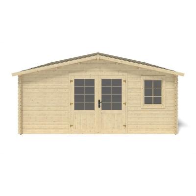 ALTANKA Abri de jardin en bois - 25m2 - 5x5m - Ep. 28mm - Couleur: naturel