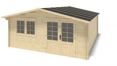 ALTANKA Abri de jardin en bois - 25m2 - 5x5m - ep. 34mm - couleur: naturel DOM722 