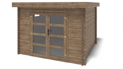 ALTANKA Abri de jardin en bois - 9m2 - 3x3m - Trait&eacute; - Ep. 28mm - Couleur: marron - DOM629 