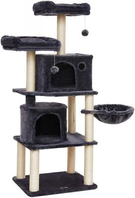 HELLOSHOP26 Arbre &Agrave; Chat Tour De Jeux 2 Niches 152 Cm Gris Fonc&eacute;  12_0000146