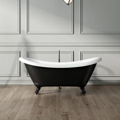 Baignoire &icirc;lot r&eacute;tro DARLINGTON Noire 175 cm Pieds de Lion Noirs