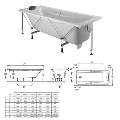 Baignoire droite 170 x 70 JACOB DELAFON Od&eacute;on up, confort+ et pare bain