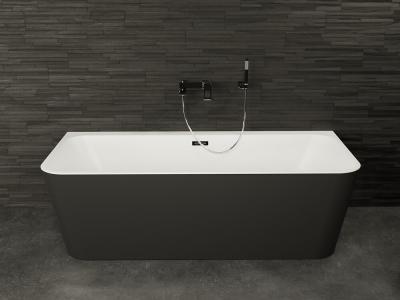 Baignoire semi-&icirc;lot murale mint 160 noire 160x75cm, by spalina