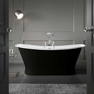 Baignoire sur socle en fonte &eacute;maill&eacute;e COVENTRY Noire 173 cm Peinture noire (baignoire et socle)