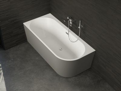 Baignoire semi-&icirc;lot murale capri gauche grise 170x76cm, by spalina