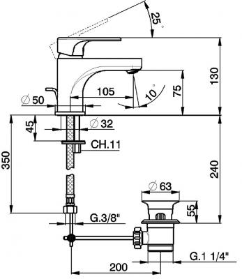ESSEBAGNO Balma mitigeur lavabo bas chrome nf - Chrom&eacute;