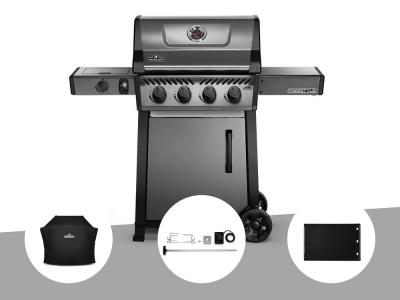 NAPOLEON Barbecue &agrave; gaz Freestyle F425SIB - 4 br&ucirc;leurs + Sizzle Zone + Housse de protection + Kit r&ocirc;tissoire + Plancha -  