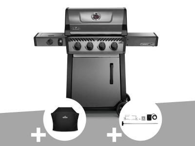 NAPOLEON Barbecue &agrave; gaz Freestyle F425SIB - 4 br&ucirc;leurs + Sizzle Zone + Housse de protection + Kit r&ocirc;tissoire -  