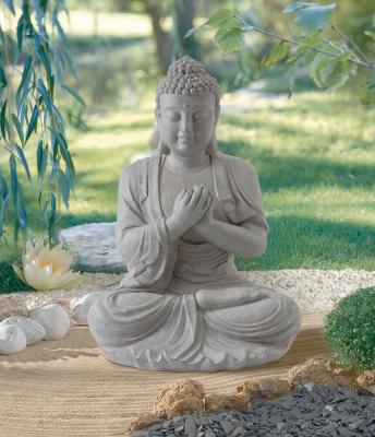 NORTENE Bouddha d&eacute;coratif en fiberclay gris 44x39x60cm 