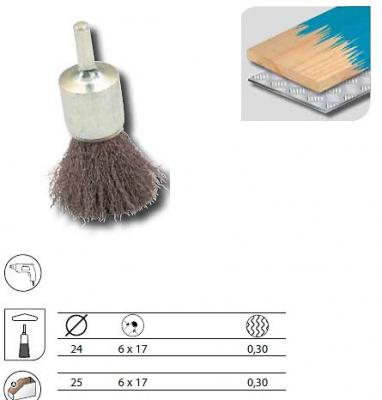LEMAN  - Brosse Pinceau D.25 / Tige de 6 Fil 0.30 Acier Ondule