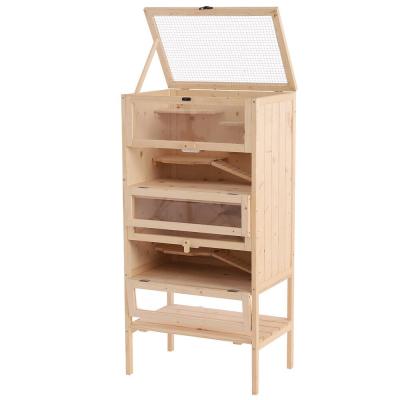 PAWHUT Cage pour hamsters souris petits rongeurs multi-niveaux 5 &eacute;tages 10 plateformes bois de pin 60 x 40 x 120 cm