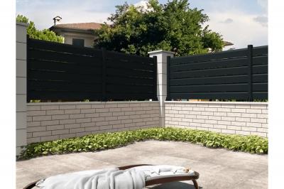 OMBRAZUR  - Cl&ocirc;ture Brise vue Gris anthracite l 1911 x h 478 mm 3 lames