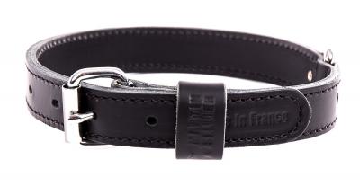 MARTIN SELLIER Collier. dble ep. 35-75 noir cuir vachette 