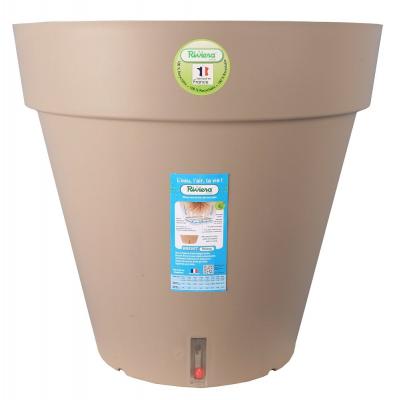 RIVIERA Pot de fleurs Loft avec r&eacute;serve d'eau - Rond - &Oslash; 50 x H 46 cm -Taupe