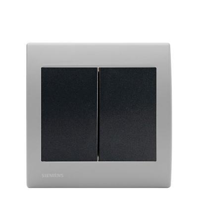 SIEMENS  - Double Va et Vient Anthracite Delta Iris + Plaque basic Silver