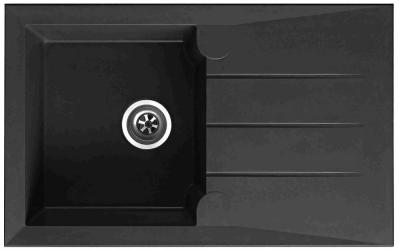 DIADEM Evier Quartzolit Alin&eacute;o - 1 bac et 1 &eacute;gouttoir - Noir - P81xl50cm 