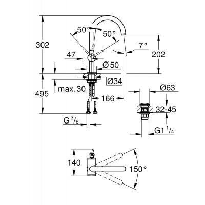 GROHE  Atrio Mitigeur monocommande Lavabo Taille L, Chrom&eacute; (32042003)