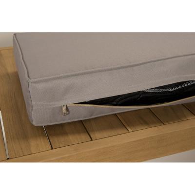 MACABANE IBIZA Salon de jardin 1 Canap&eacute; + 2 Fauteuils Teck avec Coussin - Gris