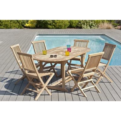 MACABANE Table de jardin et chaises en bois teck 6/8 personnes