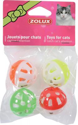 ZOLUX  Set de 4 Sph&egrave;res avec Grelot Jouet pour Chat 3 cm