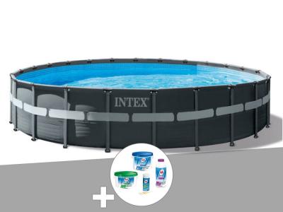 INTEX  - Kit piscine tubulaire Ultra xtr Frame ronde 7,32 x 1,32 m + Kit de traitement au chlore