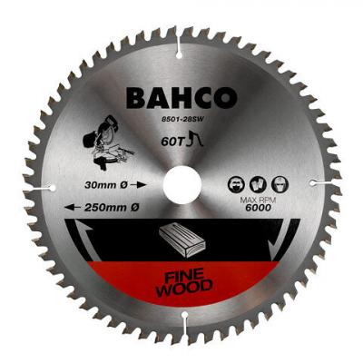 BAHCO Lame de scie circulaire Diam 250 x 30 mm 60 dents pour bois 8501-28SW