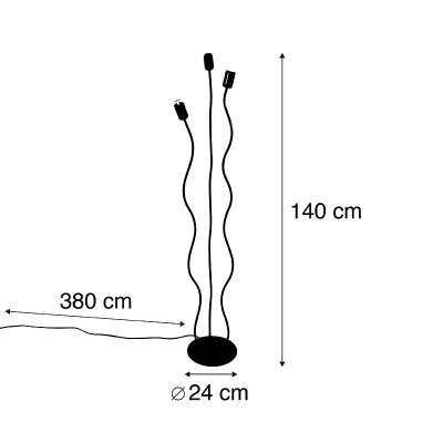 QAZQA Lampadaire design noir 3 lumi&egrave;res - Wimme