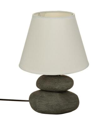 ATMOSPHERA Lampe &agrave; poser en c&eacute;ramique stri&eacute;e forme galet H 30 cm