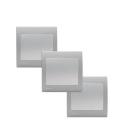 SIEMENS - Lot de 3 Va et Vient Silver Delta Iris + Plaque basic Silver