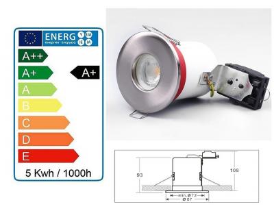 LAMPESECOENERGIE Lot de 5 Support de spot BBC Etanche IP65 Inox 87mm avec douille GU10 automatique ref. 830