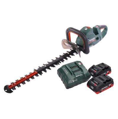 METABO  HS 18 LTX BL 55 Taille-haie sans fil 18 V 50 cm Brushless + 2x batterie 4,0 Ah + chargeur + chargeur de batterie 