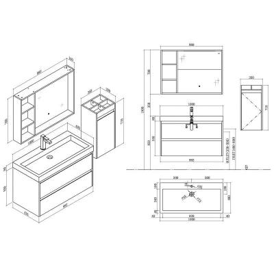 Meuble de salle de bain brianza 1000 - Noir ardoise