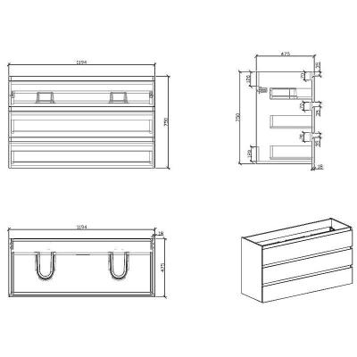 Meuble salle de bain design double vasque VERONA largeur 120 cm blanc laqu&eacute;