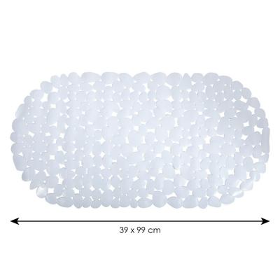 MSV  - Tapis Fond de baignoire pvc galets 39x99cm Blanc - Blanc