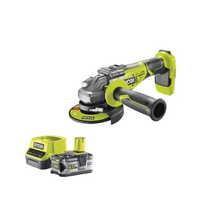 RYOBI Pack  meuleuse d'angle brushless 18V One+ R18AG7-0 - 1 batterie 18V 5.0Ah - 1 chargeur rapide RC18120-150