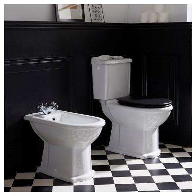 PLANETE BAIN Pack WC r&eacute;tro &agrave; poser en c&eacute;ramique avec abattant noir 