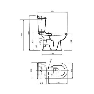 PLANETE BAIN Pack wc r&eacute;tro &agrave; poser en c&eacute;ramique Sortie Horizontale 
