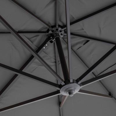 OVIALA Parasol d&eacute;port&eacute; 3x4m et 4 dalles &agrave; remplir aluminium gris