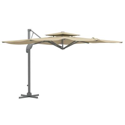 OUTSUNNY Parasol d&eacute;port&eacute; carr&eacute; pivotant 360&deg; manivelle alu. polyester beige