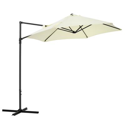 OUTSUNNY Parasol d&eacute;port&eacute; octogonal &Oslash; 256 cm m&acirc;t acier tissu haute densit&eacute; beige