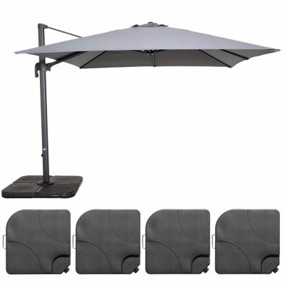 OVIALA Parasol d&eacute;port&eacute; 3x3m et 4 dalles &agrave; remplir aluminium gris - Gris